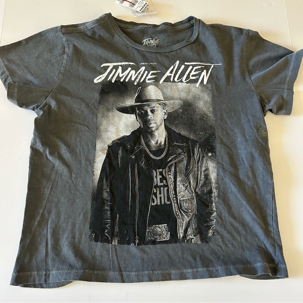 JIMMIE ALLEN Graphic Grey Cotton crew neck Short Sleeve Baby Tee SIze Large